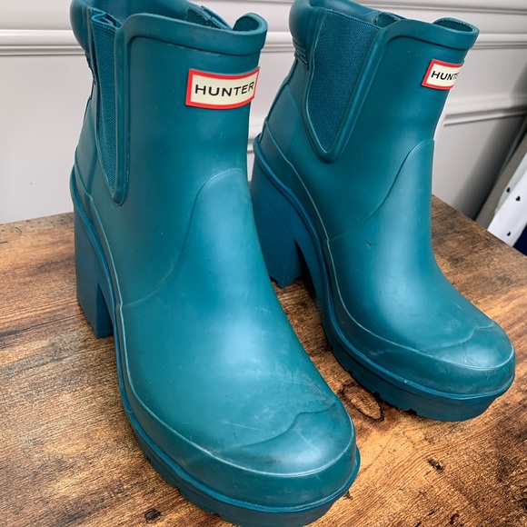 Hunter Original Block Heel Chelsea Rain Boots rare - Picture 3 of 7